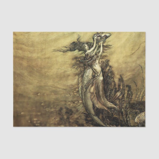Papel De Seda "Sirenas del Rin" por Arthur Rackham (Anverso)