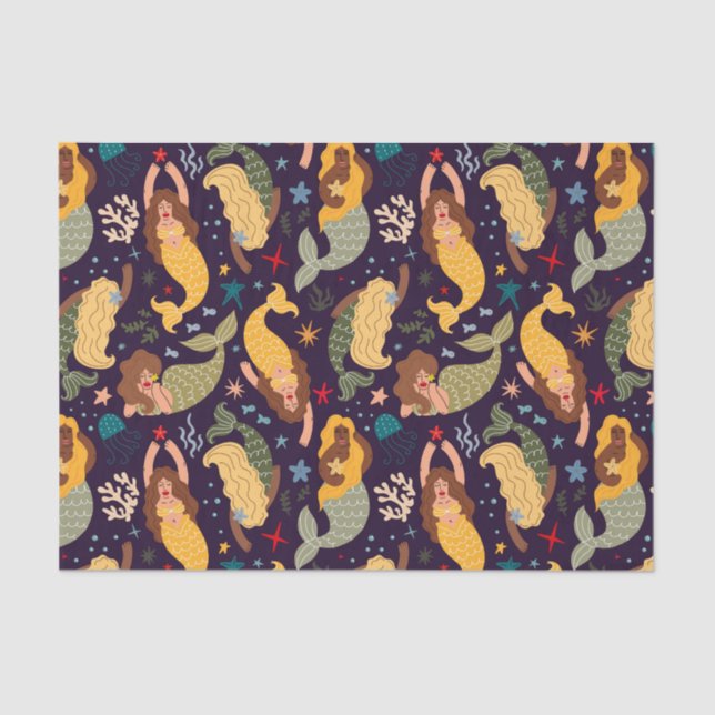 Papel De Seda Sirenas, pescados y mariscos (Anverso)