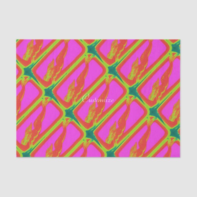 Papel De Seda sirenas rojas nadando rosa (Anverso)