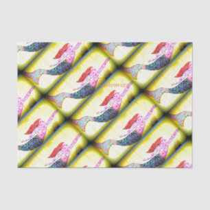 Papel De Seda sirenas rosadas del mosaico que nadan amarillo