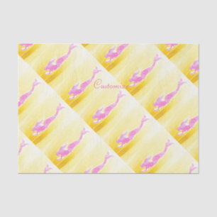 Papel De Seda sirenas rosadas que nadan amarillo