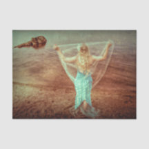 Sirenita junto al mar Vintage Marrón Verde azulado