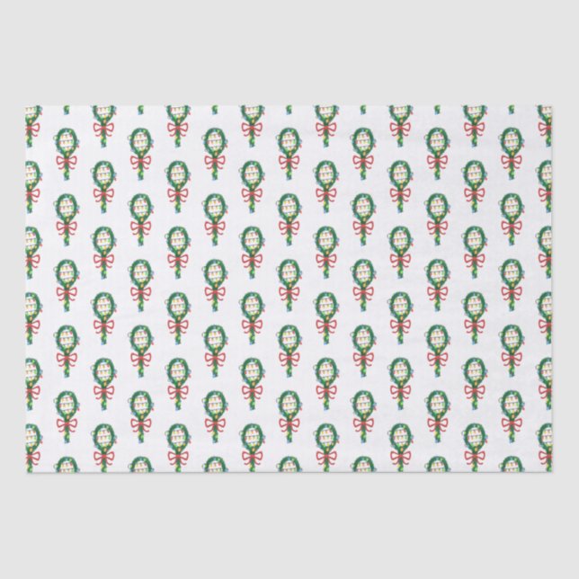 Papel De Seda Sirviendo a estos Navidades Racket Wreath (Anverso)