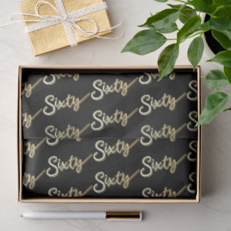 Papel De Seda Sixty gold on black birthday or annversary