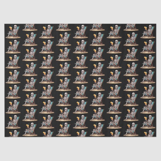 Papel De Seda Skeleton Beach Lounging Halloween (Anverso)