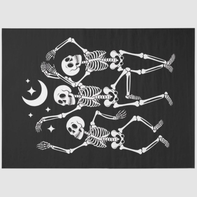 Papel De Seda Skeleton Dancing Happy Halloween Fall Skull (Anverso)