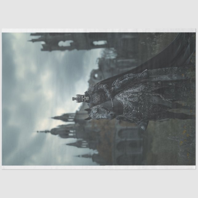 Papel De Seda Skeleton Gothic King Black Horse (Anverso)