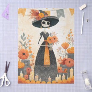 Papel De Seda Skeleton Lady La Catrina Día de la Decoración Muer