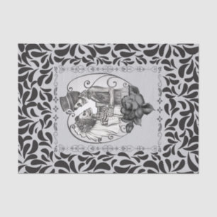 Papel De Seda Skeleton Love Couple Marriage Dance Boda gótico