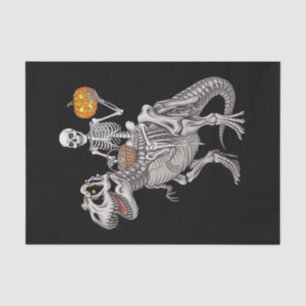 Papel De Seda Skeleton Riding Mummy Dinosaur T rex Halloween