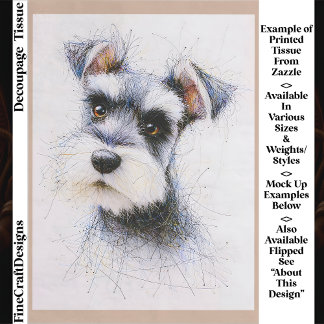 Papel De Seda Sketch Style Cute Schnauzer Dog EW4L Decoupage