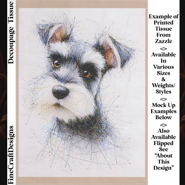 Papel De Seda Sketch Style Cute Schnauzer Dog EW4L Decoupage (Subido por el creador)