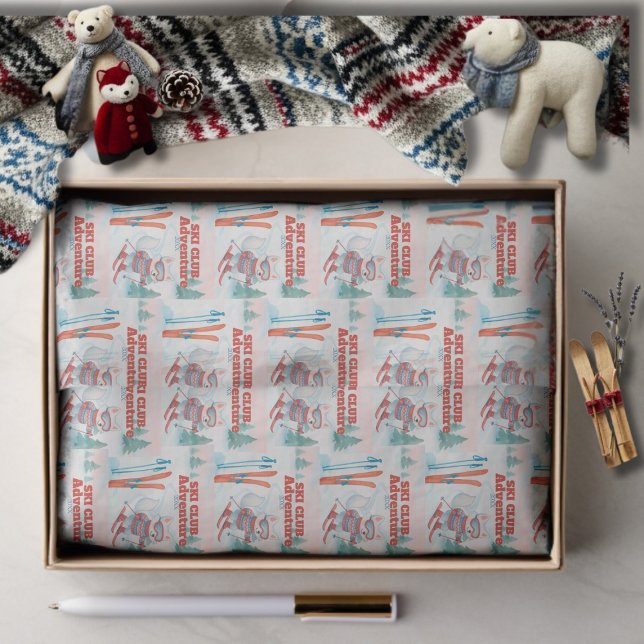 Papel De Seda Ski Club Après Bébé  Arctic Fox (Ski Club Après Bébé Arctic Fox Tissue Paper)