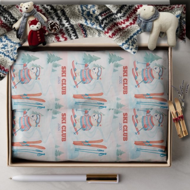 Papel De Seda Ski Club Après Bébé  Polar Bear  (Ski Club Après Bébé Polar Bear Tissue Paper)