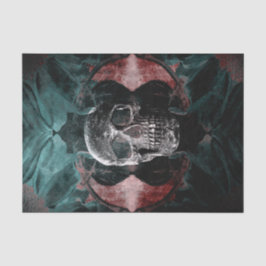 Papel De Seda Skull Floral gótica Verde azulado negro rojo grues