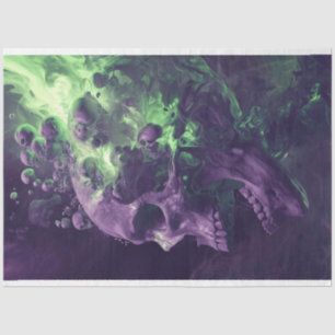 Papel De Seda Skull Nebular Echoa De Color Verde Púrpura