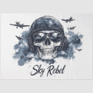Papel De Seda Skull Sky Rebel con casco piloto y gafas de sol
