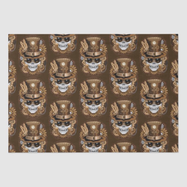 Papel De Seda Skull Steampunk Voodoo Retro Machine (Anverso)
