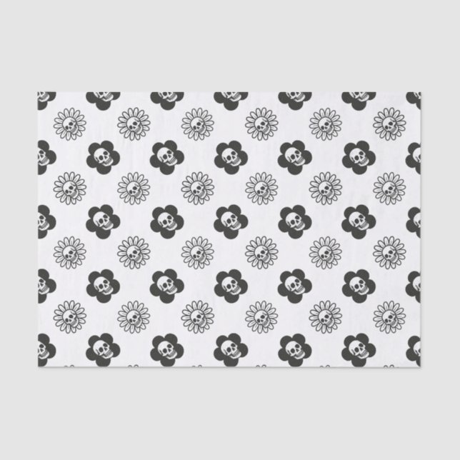Papel De Seda Skulls Flowers (Anverso)