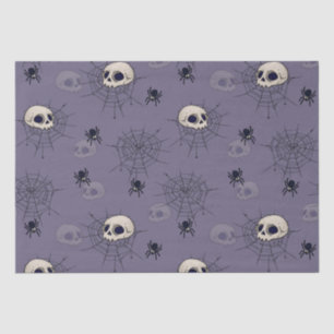 Papel De Seda Skulls Spiderwebs Blue Halloween