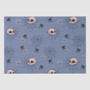Papel De Seda Skulls Spiderwebs Blue Halloween