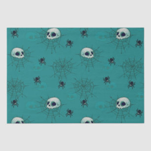 Papel De Seda Skulls Spiderwebs Green Halloween