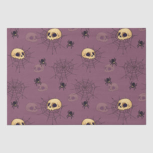 Papel De Seda Skulls Spiderwebs Purple Halloween