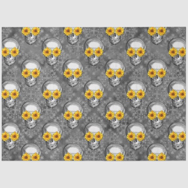 Papel De Seda Skulls y Sunflower Series Design 6 (Anverso)