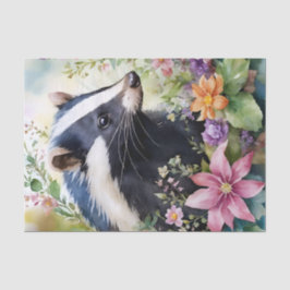 Papel De Seda Skunk Watercolor Floral Art
