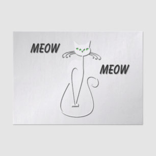 Papel De Seda Slinky Black Cat Meow Meow Green Eyes en plata