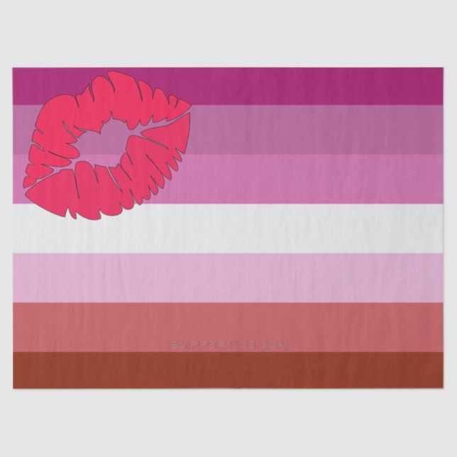Papel De Seda SlipperyJoe lápiz labial bandera de orgullo lésbic (Anverso)