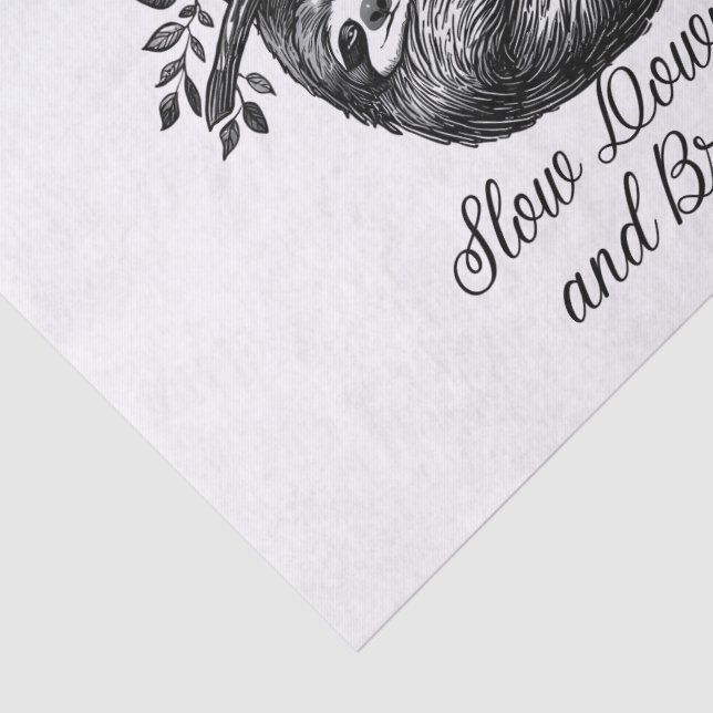Papel De Seda Slow Down and Breathe – Cute Sloth Mindfulness Des (Detalle)