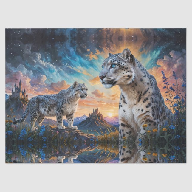 Papel De Seda Snow Leopard Castle Sunrise reflector (Anverso)