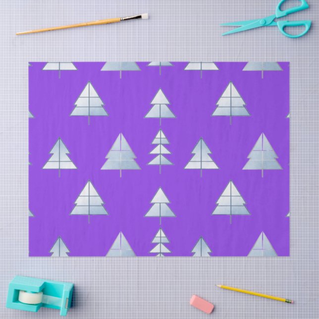 Papel De Seda Snow Trees Elegant Winter (Artesanía)