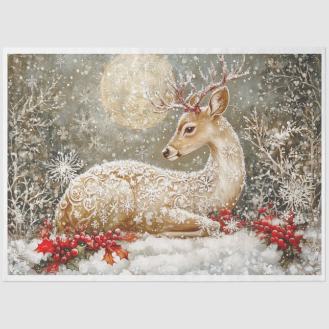 Papel De Seda Snowflake Deer (Anverso)