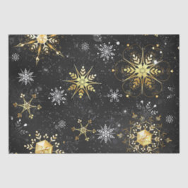 Papel De Seda Snowflakes Gold Black Navidades Gift