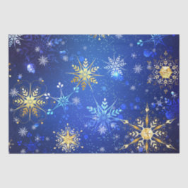 Papel De Seda Snowflakes Gold Blue Xmas Navidades Regalo 