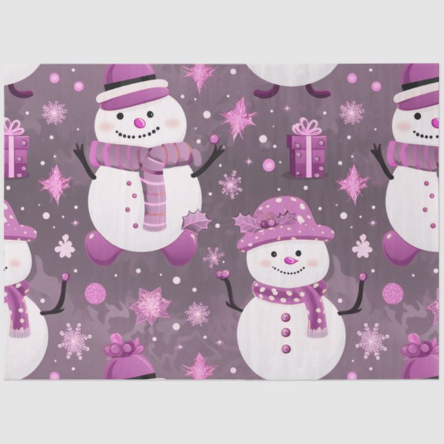 Papel De Seda Snowflakes Snowflakes Regalos Navidades Gris Púrpu (Anverso)