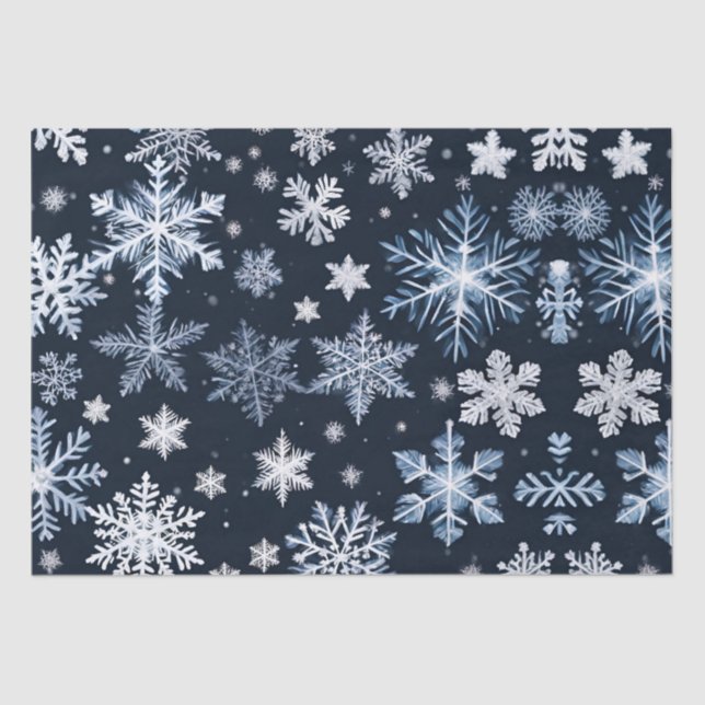 Papel De Seda Snowflakes Winter Design Blue Cold Cute (Anverso)