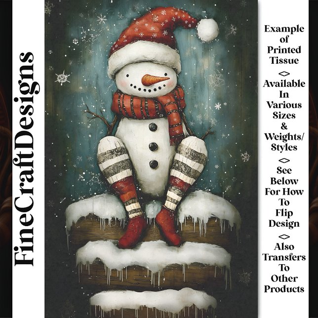 Papel De Seda Snowman divertido en Red Santa Hat y Boots BA6 Dec (Subido por el creador)