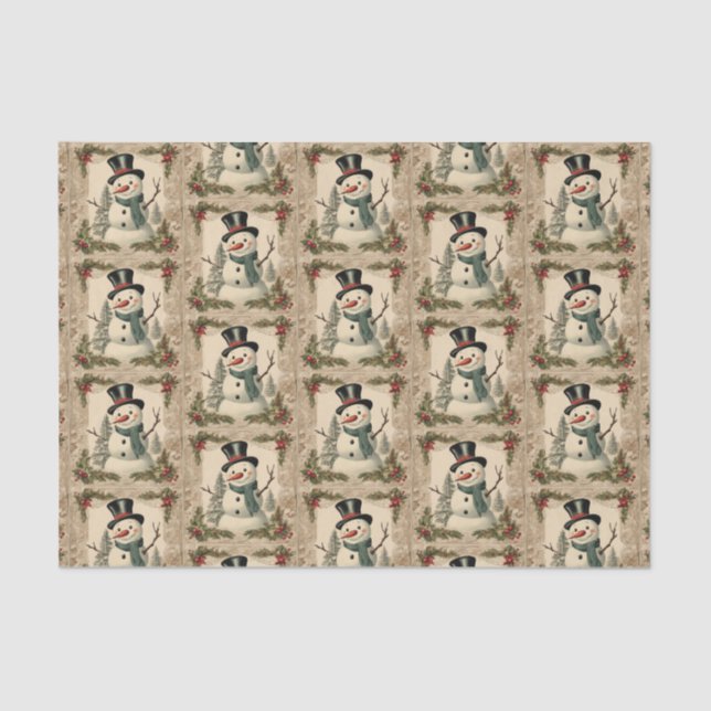 Papel De Seda Snowman, Navidades del Viejo Mundo (Anverso)