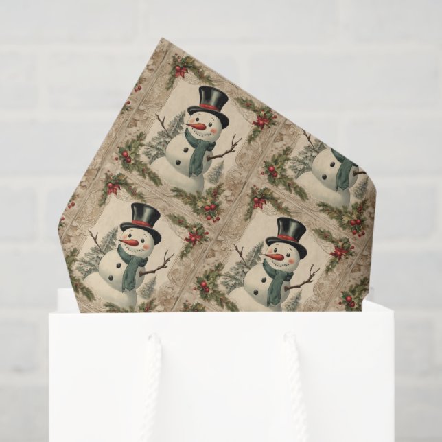 Papel De Seda Snowman, Navidades del Viejo Mundo (Bolsa de regalo)