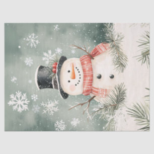 Papel De Seda Snowman Snowflakes Sprug Sprigs Desnuda