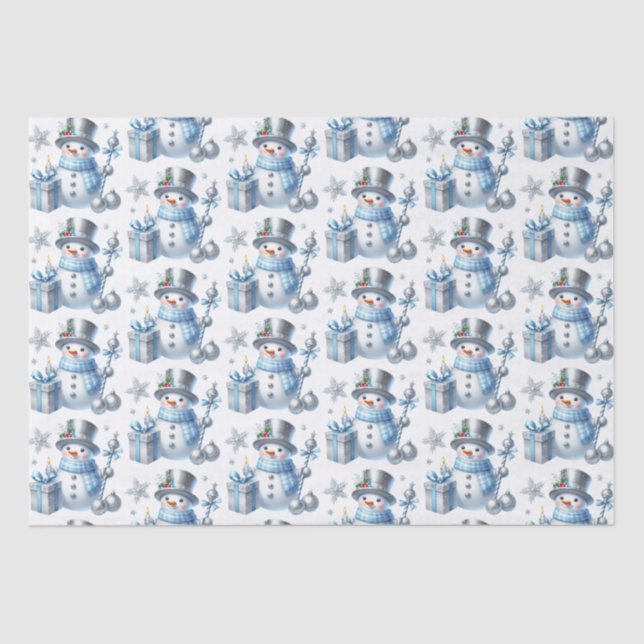 Papel De Seda Snowmen plateado (Anverso)