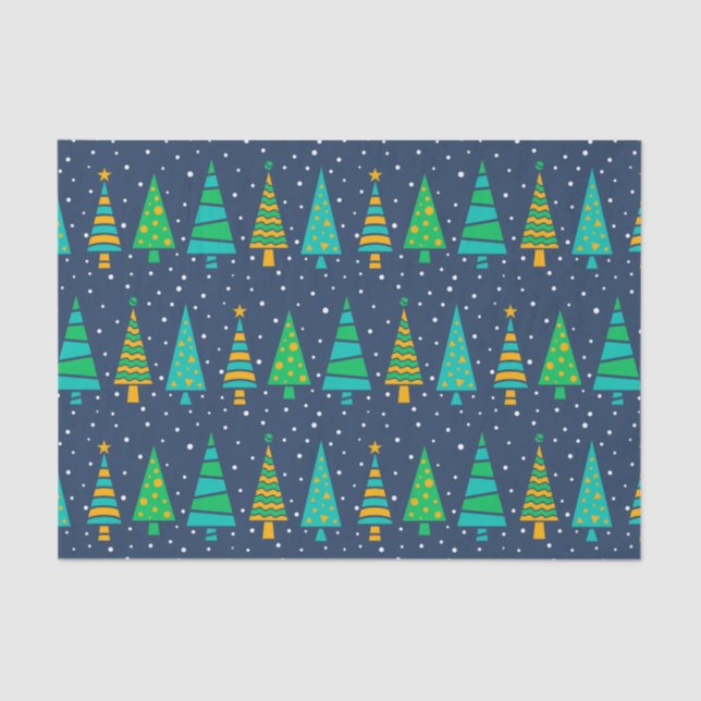 Papel De Seda Snowy Fir Trees Tissue Paper (Anverso)