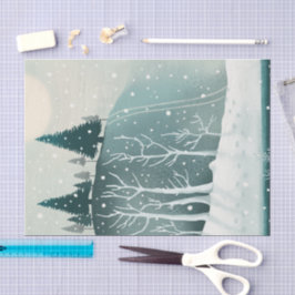 Papel De Seda Snowy Pine Forest | Woodland Christmas Holiday