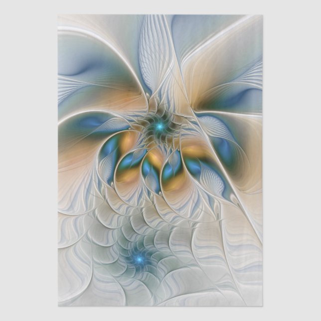 Papel De Seda Soaring, Abstract Fantasy Fractal Art With Blue (Anverso)