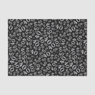 Papel De Seda Sobre el collage blanco negro del 40.o cumpleaños