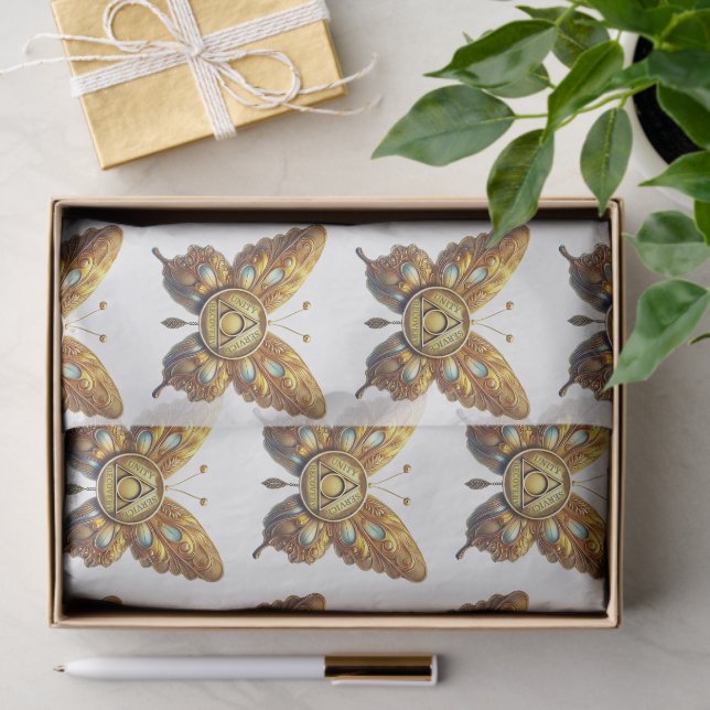 Papel De Seda Sobrio Símbolo Mariposa Unidad Servicio Recuperaci (Regalo )