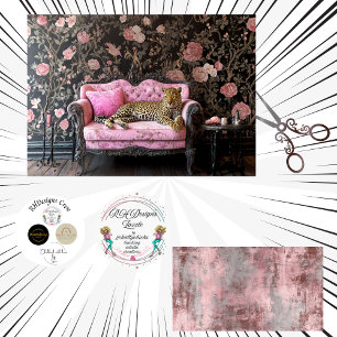 Papel De Seda Sofá Floral Rosa Leopardo Paisaje Decoupage